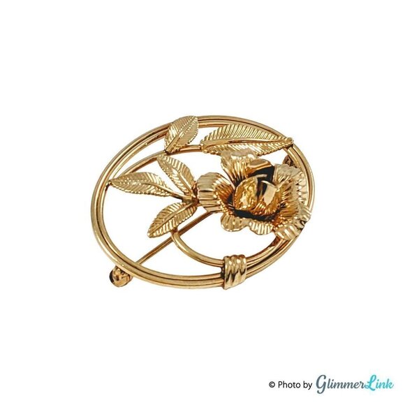 Vintage Van Dell 12KT Gold Filled Oval Flower Brooch - Picture 4 of 8